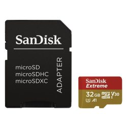   Sandisk 32GB Extreme microSDHC U3, UHS-I, V30, A1 memória kártya