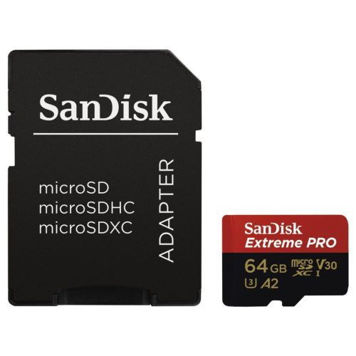 Sandisk Extreme Pro 64GB MicroSDXC A2, V30, U3 200/90MB/s memória kártya