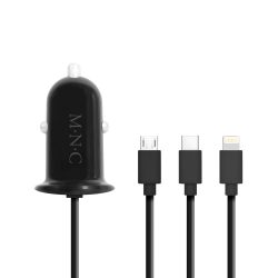 M.N.C. Szivargyújtós adapter 4 az 1-ben + USB - fekete
