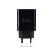 Delight 55039-2BK dupla USB Hálózati adapter, 2,4A