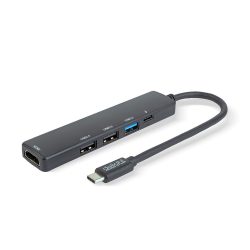   Delight 55064 Multifunkciós USB Hub - HDMI + Type-C 3.0 - 3xUSB-A, 1xType-C - 5 Gbps, 100 W - fekete