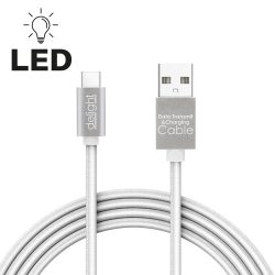 DeLight USB Type C adatkábel, LED fénnyel, 1m