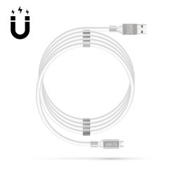   Delight micro USB kábel mágneses kábelrögzítővel, fehér, 1,2m
