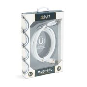 Delight micro USB kábel mágneses kábelrögzítővel, fehér, 1,2m