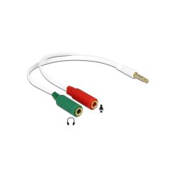   DELOCK Átalakító Headset Stereo jack 1x 3.5mm 4 pin dugó > 2x 3.5mm 3 pin jack aljzat