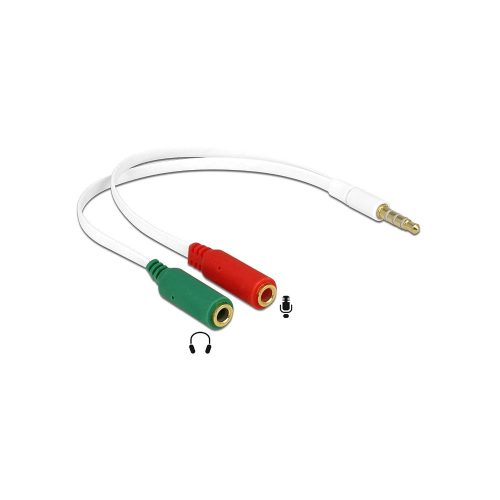 DELOCK Átalakító Headset Stereo jack 1x 3.5mm 4 pin dugó > 2x 3.5mm 3 pin jack aljzat