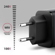 Axagon ACU-PQ67D 67W USB-A, USB-C, kijelzős hálózati adapter