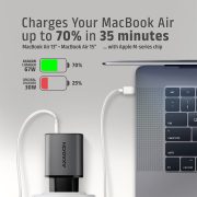 Axagon ACU-PQ67D 67W USB-A, USB-C, kijelzős hálózati adapter