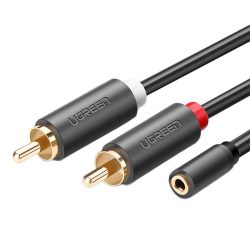   Ugreen AV102 3.5mm jack aljzat - 2 RCA dugó audio kábel, 20cm