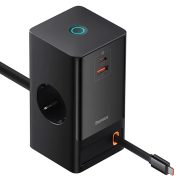 Baseus PSLR000301 PowerCombo 65W fekete hálózati töltő és elosztó