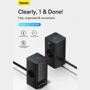 Baseus PSLR000301 PowerCombo 65W fekete hálózati töltő és elosztó