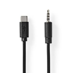   Nedis CCGL65950BK10 kábel USB-C dugó - 3,5 mm sztereo jack dugó, 1,00 m