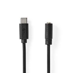   Nedis CCGL65960BK10 kábel USB-C dugó - 3,5 mm sztereo jack aljzat, 1,00 m