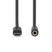Nedis CCGL65960BK10 kábel USB-C dugó - 3,5 mm sztereo jack aljzat, 1,00 m