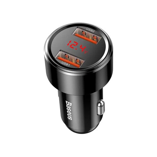 Baseus kettős USB autós gyorstöltő kijelzővel, 45W