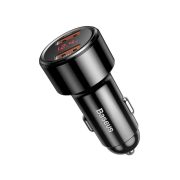 Baseus kettős USB autós gyorstöltő kijelzővel, 45W