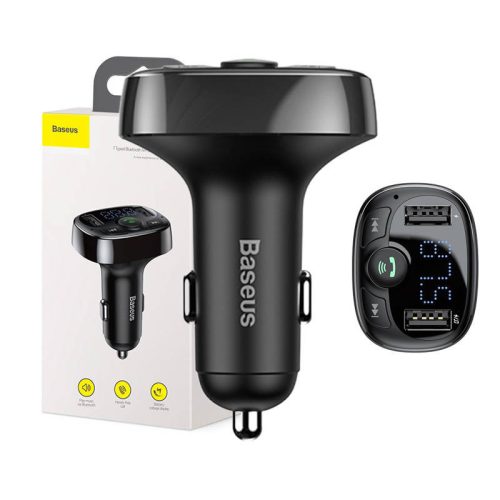Baseus T típusú Bluetooth 2xUSB microSD FM transzmitter (fekete)