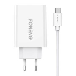Foneng EU43 hálózati töltő, 1x USB + USB-C kábel