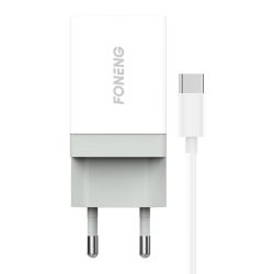 Foneng K210 hálózati töltő, 1xUSB + USB-C kábel, 1m