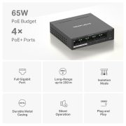 Mercusys MS105GP 5x1000Mbps (4xPOE+) fémházas asztali switch