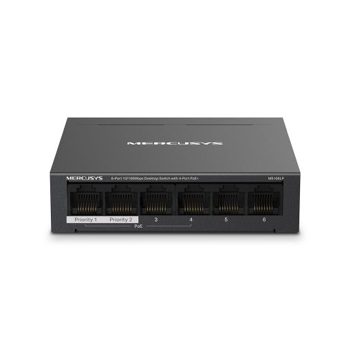Mercusys MS106LP 6x100Mbps (4xPOE+) fémházas asztali switch