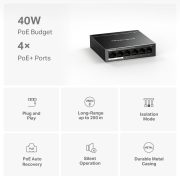 Mercusys MS106LP 6x100Mbps (4xPOE+) fémházas asztali switch