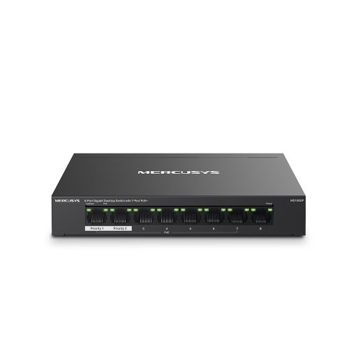 Mercusys MS108GP 8x1000Mbps (7xPOE+) fémházas asztali switch