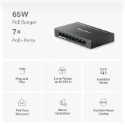 Mercusys MS108GP 8x1000Mbps (7xPOE+) fémházas asztali switch