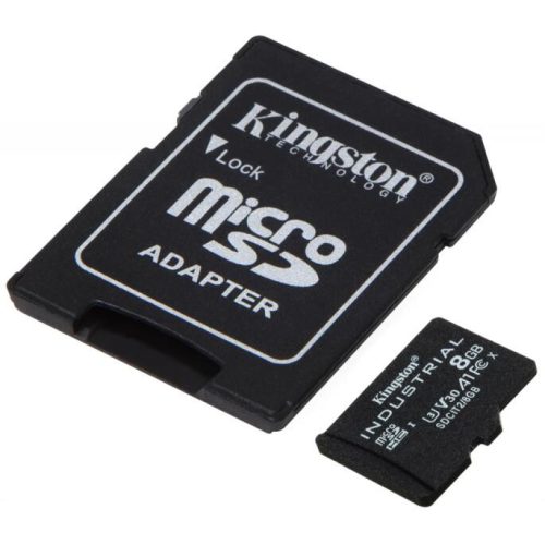 KINGSTON Memóriakártya MicroSDHC 8GB Industrial C10 A1 pSLC + Adapter