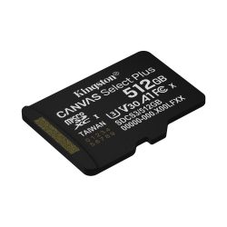   KINGSTON Memóriakártya MicroSDXC 512GB Canvas Select Plus Gen3 150R A1 Adaprer nélkül