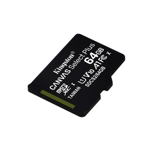 KINGSTON MicroSDXC 64GB Canvas Select Plus Gen3 100R A1 Adaprer nélkül