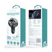 DEVIA Bluetooth FM-transmitter/autós gyorstöltő 30W PD+QC 2xUSB/AUX/MP3