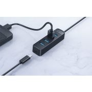Orico Hub USB-A - 4xUSB-A 3.0 - fekete