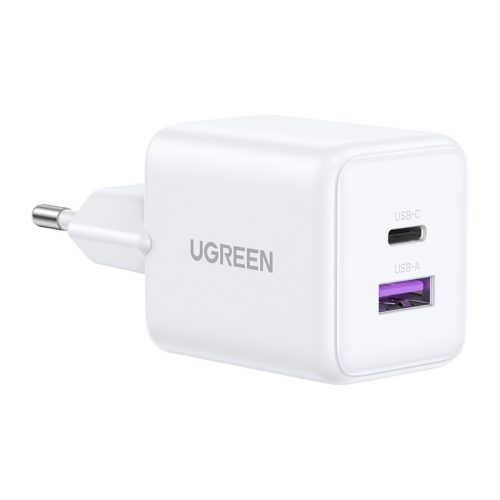 Ugreen X516 USB + USB-C fali töltő, GaN, 30 W (fehér)