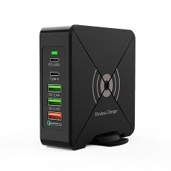   BLACKBIRD Dokkoló Töltőállomás 75W 3xUSB + 1xType-C + 1xPD 45W, Fekete