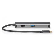 Nedis USB-C dokkoló adapter, 1xRJ45, 1xHDMI, 3xUSB-A