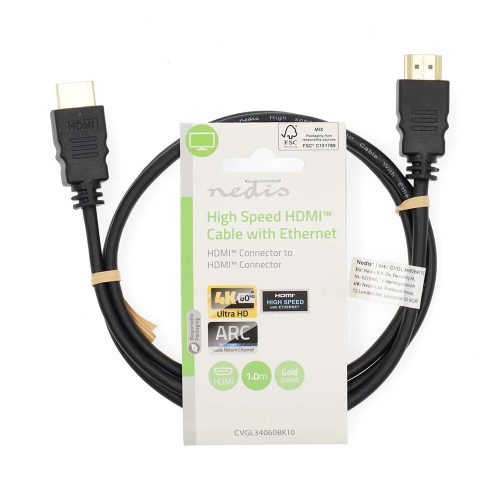 Nedis CVGL34060BK10 ultra HDMI kábel 4k 60Hz ARC ethernettel 1m