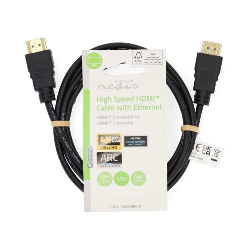 Nedis CVGL34060BK15 ultra HDMI kábel 4k 60Hz ARC ethernettel 1,5m