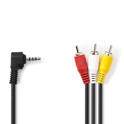 Nedis CVGP22400BK10 Composit-video 3,5mm Jack-3RCA kábel 1m