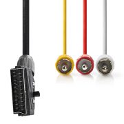 Nedis CVGP31130BK10 Scart - 3RCA kábel kapcsolóval, 1m