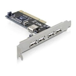   DeLock 4x külső USB2.0 1x belső USB2.0 PCI bővítőkártya