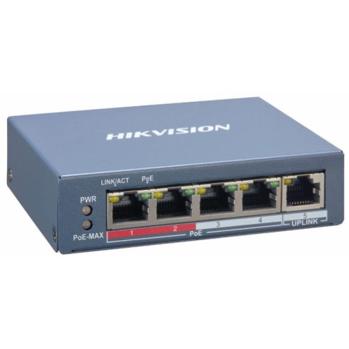 Hikvision DS-3E1105P-EI 5 portos PoE switch (60 W) 4 PoE + 1 uplink port smart menedzselhető