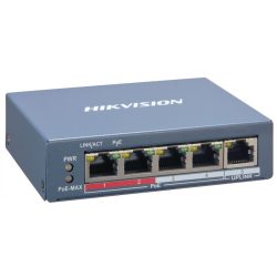   Hikvision DS-3E1105P-EI/M 5 portos PoE switch (45 W); 4 PoE + 1 uplink port, menedzselhető