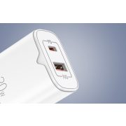 Vfan E08 dupla USB fali töltő, QC 18W, USB-A, USB-C