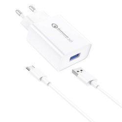 Foneng EU13 QC3.0 fali gyorstöltő, 1m USB-C kábellel