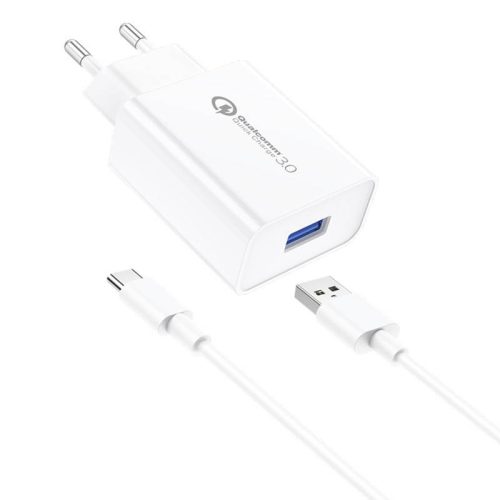 Foneng EU13 QC3.0 fali gyorstöltő, 1m USB-C kábellel
