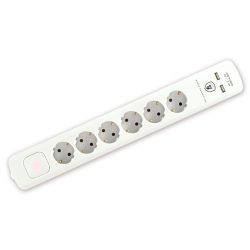   Home NVT06K USB/WH túlfeszültség védett elosztó, 6 aljzat, USB
