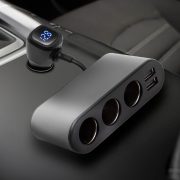 Home SAU80W 3 utas szivargyújtó elosztó, 2xUSB, voltmérővel
