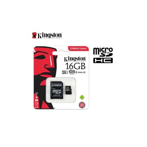 Kingston 16Gb micro sd+adapter Canvas Select class 10