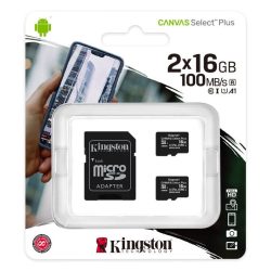   Kingston 16GB microSD+adapter Canvas Select Plus memóriakártya